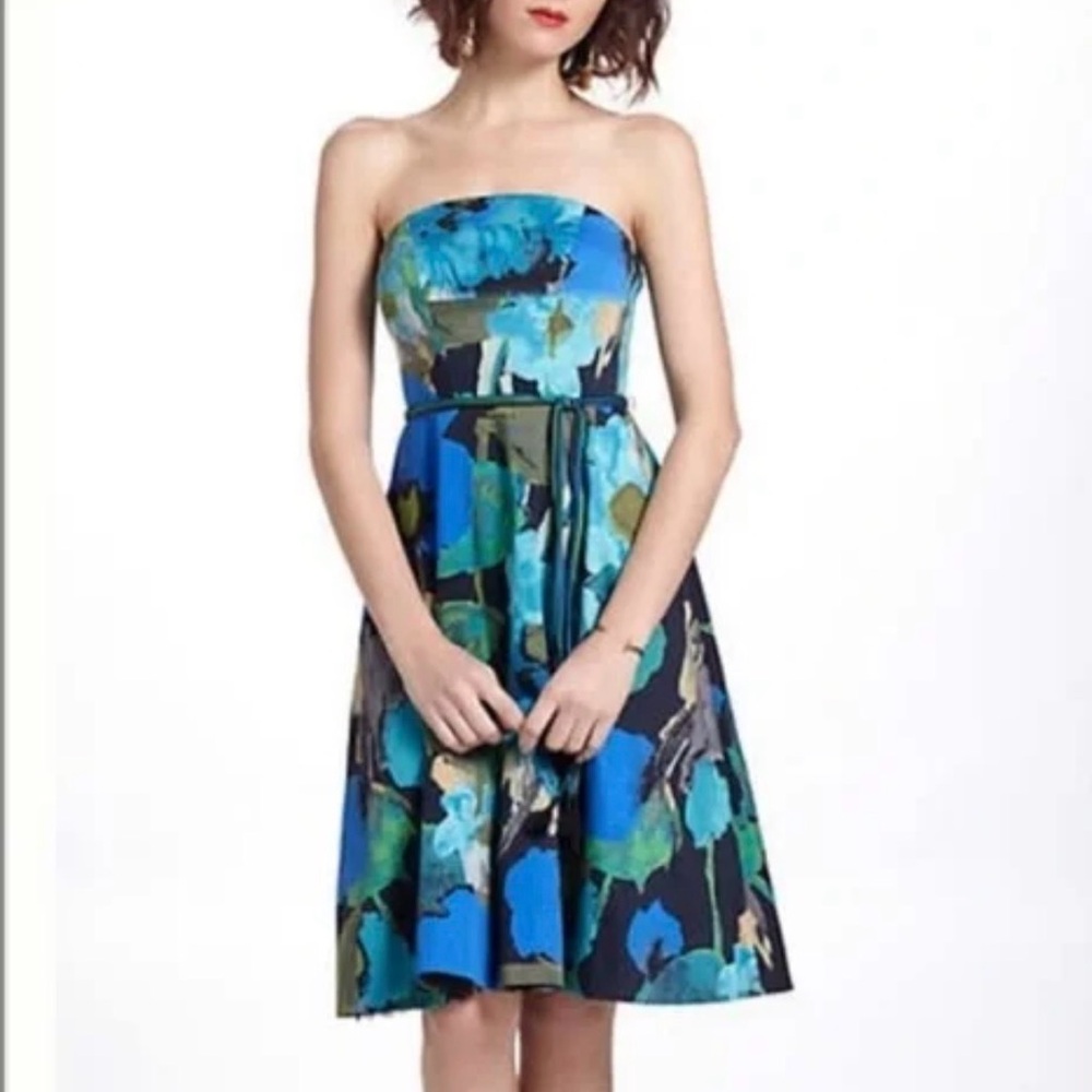 Stunning Strapless Anthropologie Vanessa Virginia Shadeflower Dress- Size 4